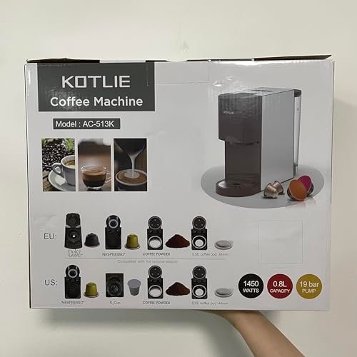 KOTLIE AC-513HF 5-in-1 19-Bar Multi-Capsule Espresso Machine – Compatible with Nespresso Original, Dolce Gusto, Lavazza Mio, L’OR, Ground & ESE Pods - Image 40