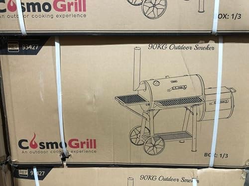 CosmoGrill Outdoor XL Charcoal Smoker BBQ Grill – Adjustable Charcoal Pan, Built-in Thermometer, 2 Side Tables, Chimney & Wheels – Portable Garden Barbecue Smoker - Image 15