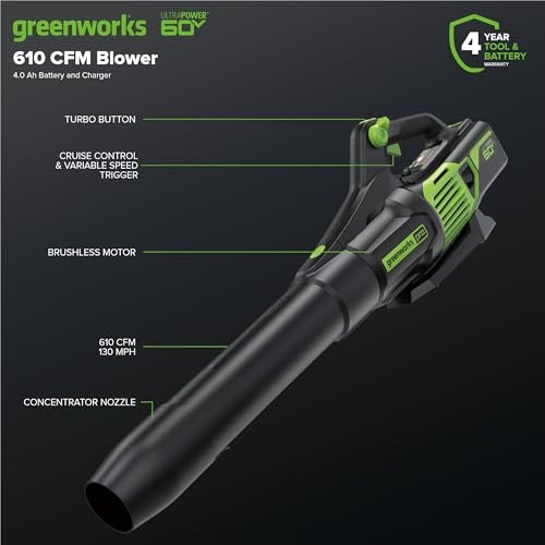 Greenworks 60V Brushless Cordless Push Lawn Mower – 17″ (43 cm) Deck, 4.0 Ah Battery & 3 A Rapid Charger, 40 Min Runtime - Image 6