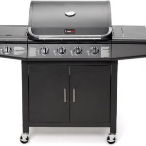 CosmoGrill Pro Deluxe 4+1 Gas Barbecue Grill – 5 Burner Outdoor BBQ with Side Burner, Warming Rack, Thermometer – Large Family Garden Grill (Model 93411)