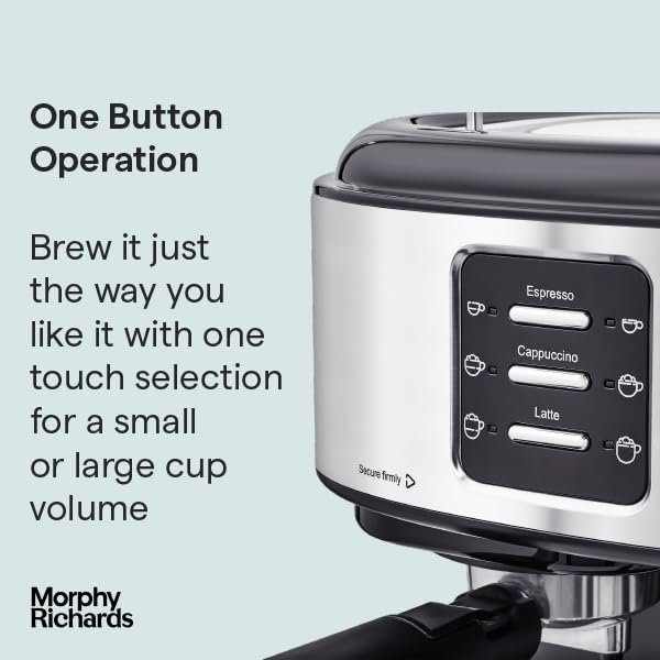 Morphy Richards Traditional Pump Espresso Machine & Automatic Milk Frother – 15 Bar Pressure - Image 10