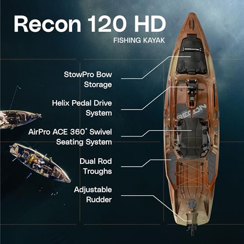 Wilderness Systems Recon 120 HD – 12 ft Sit-On-Top Fishing Kayak – Helix PD™ Pedal Drive & 360° AirPro ACES Seat - Image 17
