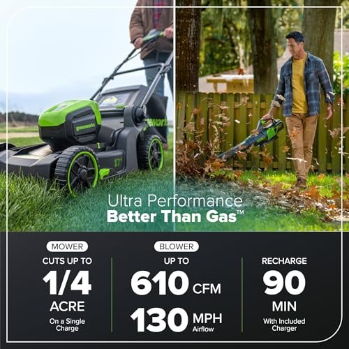 Greenworks 60V Brushless Cordless Push Lawn Mower – 17″ (43 cm) Deck, 4.0 Ah Battery & 3 A Rapid Charger, 40 Min Runtime - Image 7