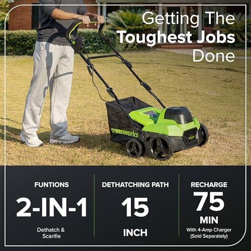 Greenworks 13 Amp Corded Dethatcher & Scarifier – 14″ (35.6 cm) Deck, 5-Position Depth (DT13B00) - Image 15
