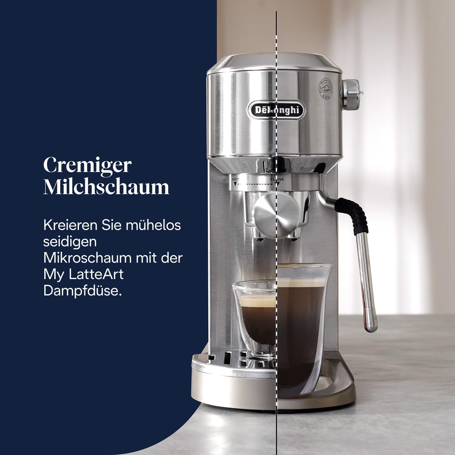 De'Longhi Dedica Style EC685.M Espresso Machine – Slim 15 cm Design, Milk Frother, 15-Bar Pressure, 1L Water Tank, Compatible with Ground Coffee & ESE Pods, Stainless Steel - Image 52