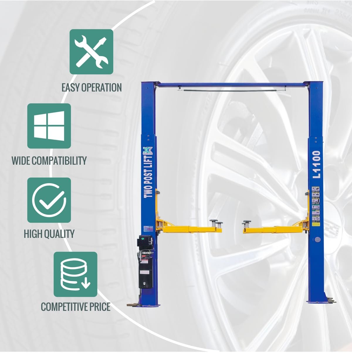 XK L1000 2-Post Car Lift – 10,000 lbs / 4,536 kg Capacity, 220V Auto Hydraulic Truck Hoist with 3-Year Parts Warranty - Image 31