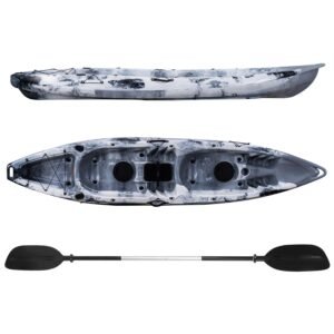 Garvee 12.4 ft Sit-On-Top Kayak – 2-Person HDPE Fishing Kayak, 661 lb Capacity with Accessories