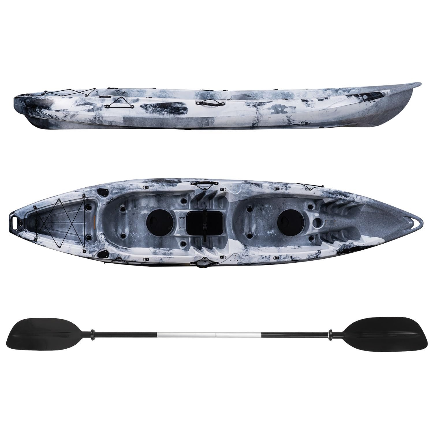 Garvee 12.4 ft Sit-On-Top Kayak – 2-Person HDPE Fishing Kayak, 661 lb Capacity with Accessories