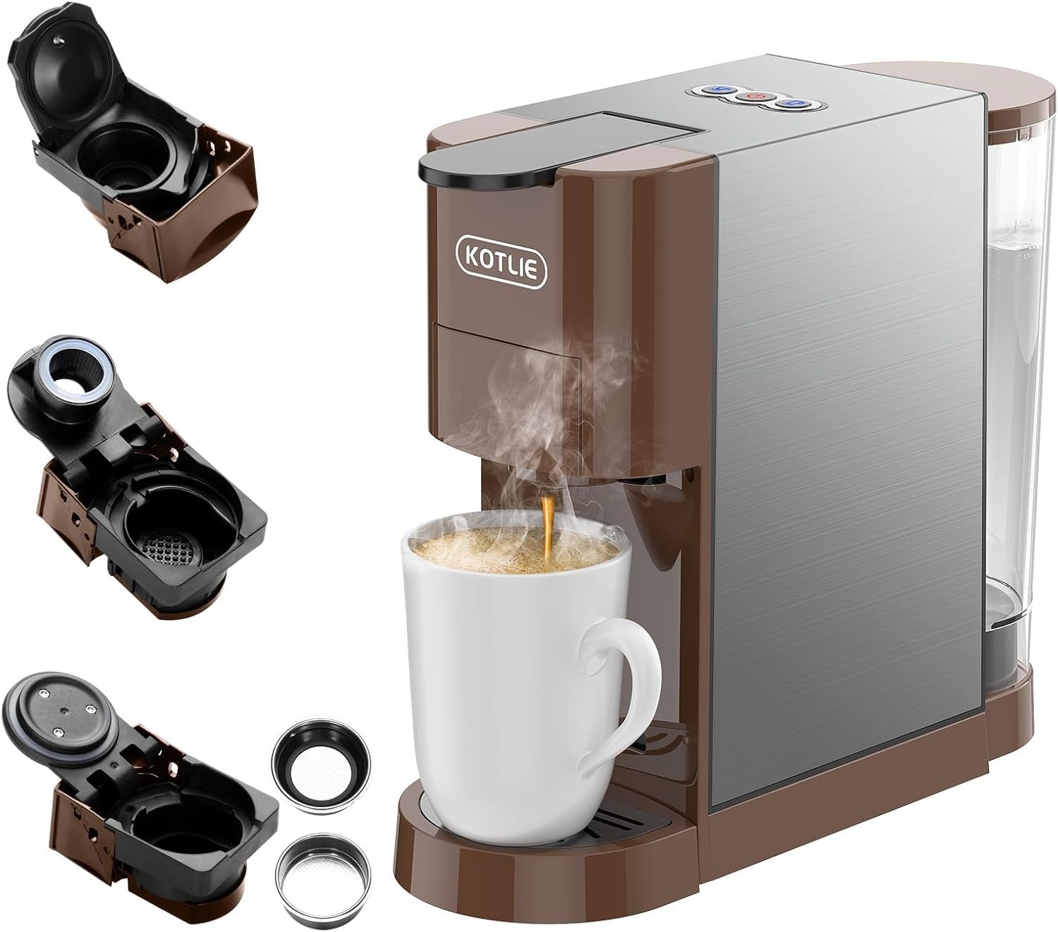 KOTLIE AC-513HF 5-in-1 19-Bar Multi-Capsule Espresso Machine – Compatible with Nespresso Original, Dolce Gusto, Lavazza Mio, L’OR, Ground & ESE Pods - Image 2