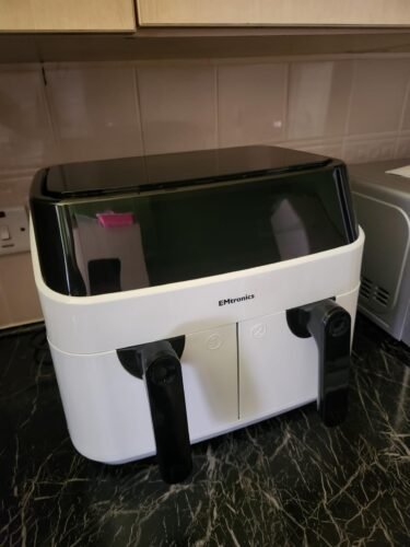 EMtronics EMAFDD9LSL Dual Air Fryer 9L - Double XL Basket, 8 Cooking Presets, 99-Min Timer, Stainless Steel, Oil-Free Healthy Cooking photo review