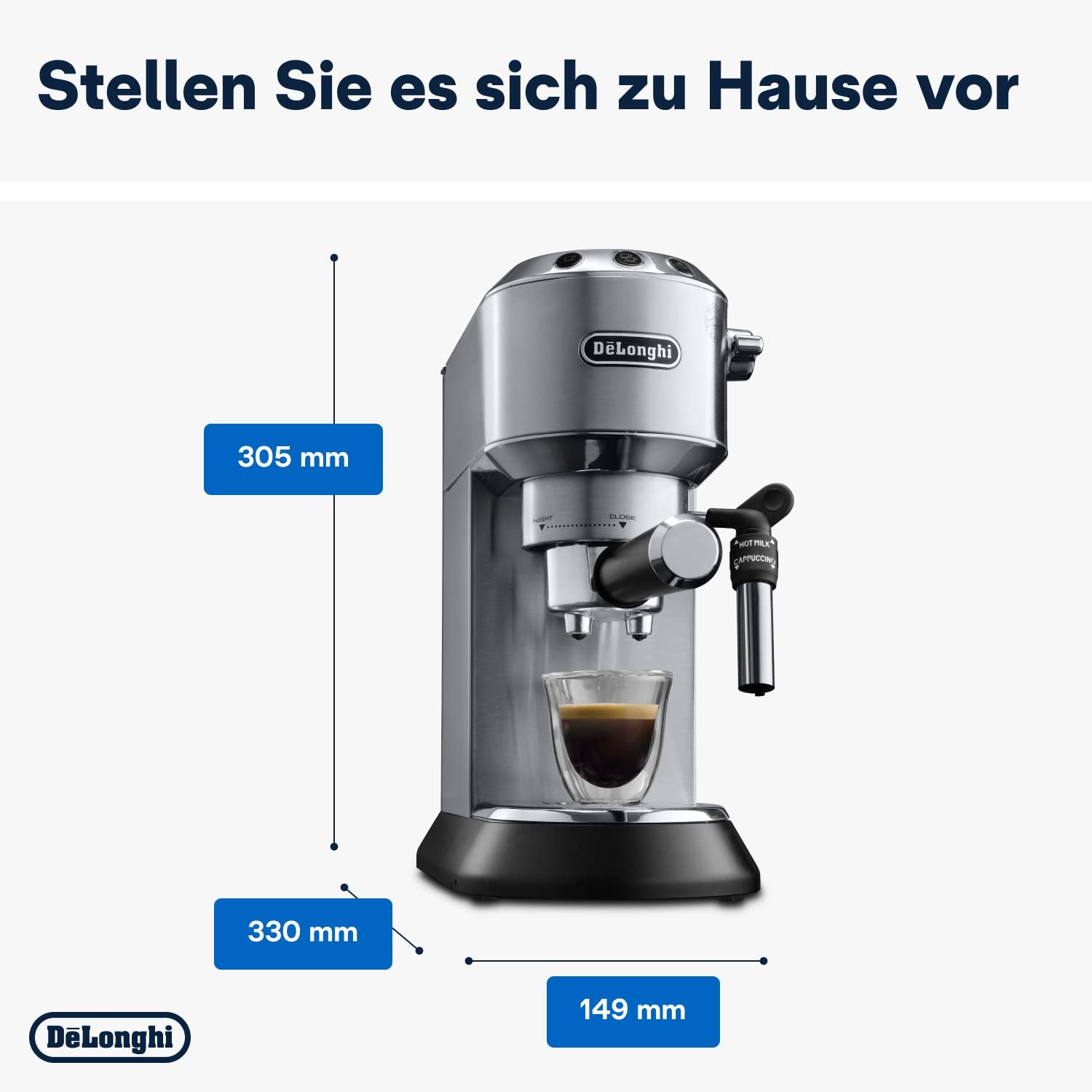 De'Longhi Dedica Style EC685.M Espresso Machine – Slim 15 cm Design, Milk Frother, 15-Bar Pressure, 1L Water Tank, Compatible with Ground Coffee & ESE Pods, Stainless Steel - Image 19