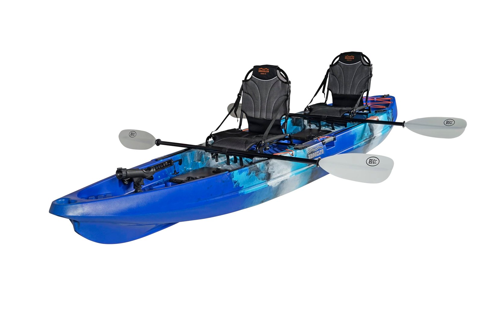 BKC Brooklyn 13.0 Pro Tandem 12′ 8″ Sit-On-Top Fishing Kayak – 2-3 Person HDPE Tandem Kayak with Dual Adjustable Seats & Rod Holders - Image 4
