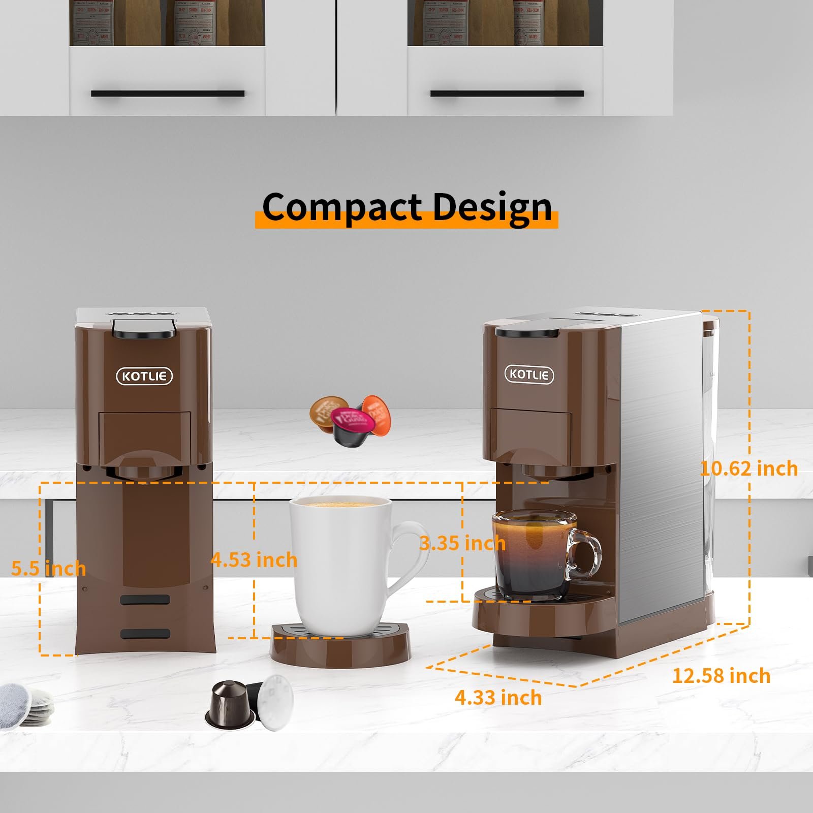 KOTLIE AC-513HF 5-in-1 19-Bar Multi-Capsule Espresso Machine – Compatible with Nespresso Original, Dolce Gusto, Lavazza Mio, L’OR, Ground & ESE Pods - Image 18