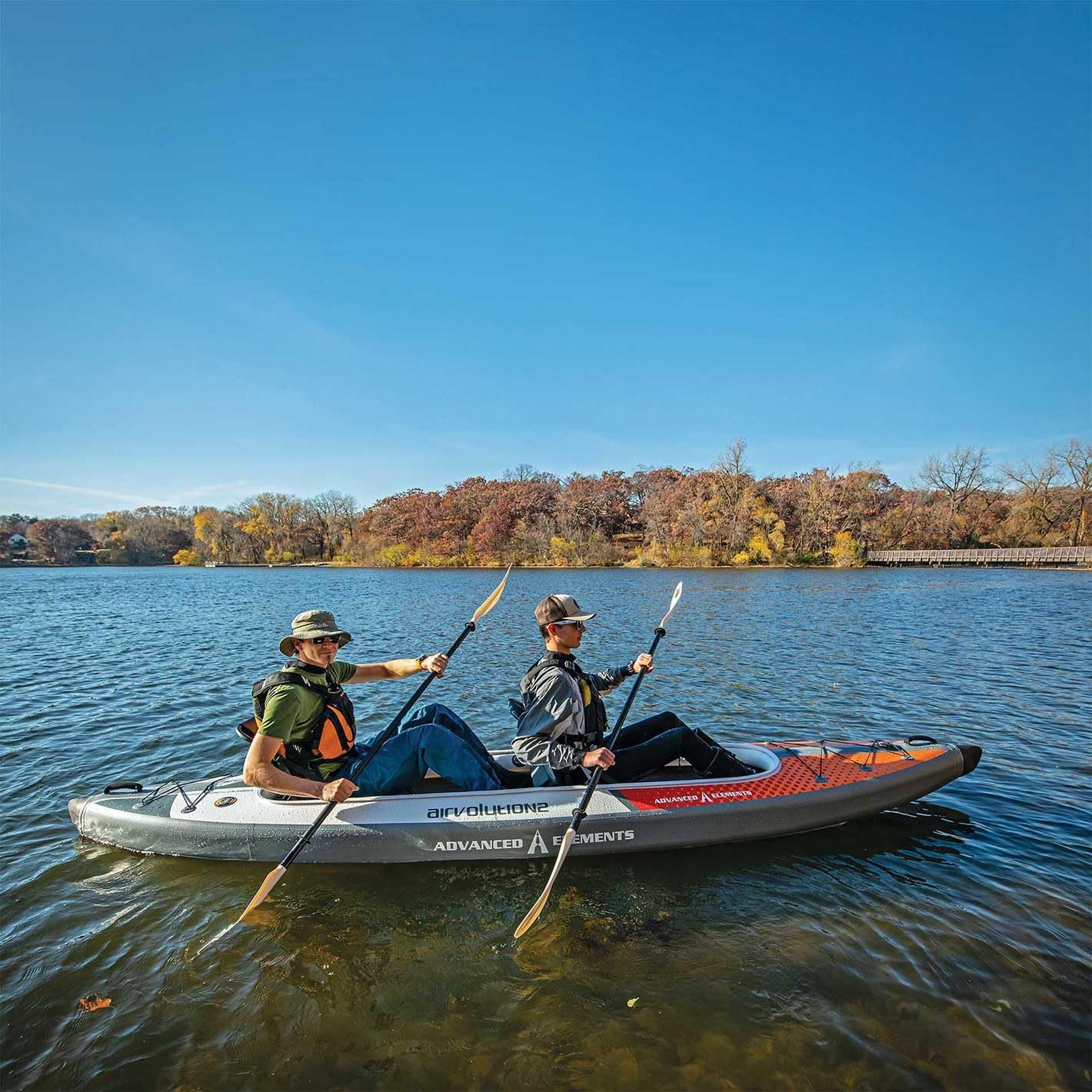 Advanced Elements AirVolution2™ 12′ Tandem Drop-Stitch Inflatable Kayak – Blue with Carry Bag - Image 3