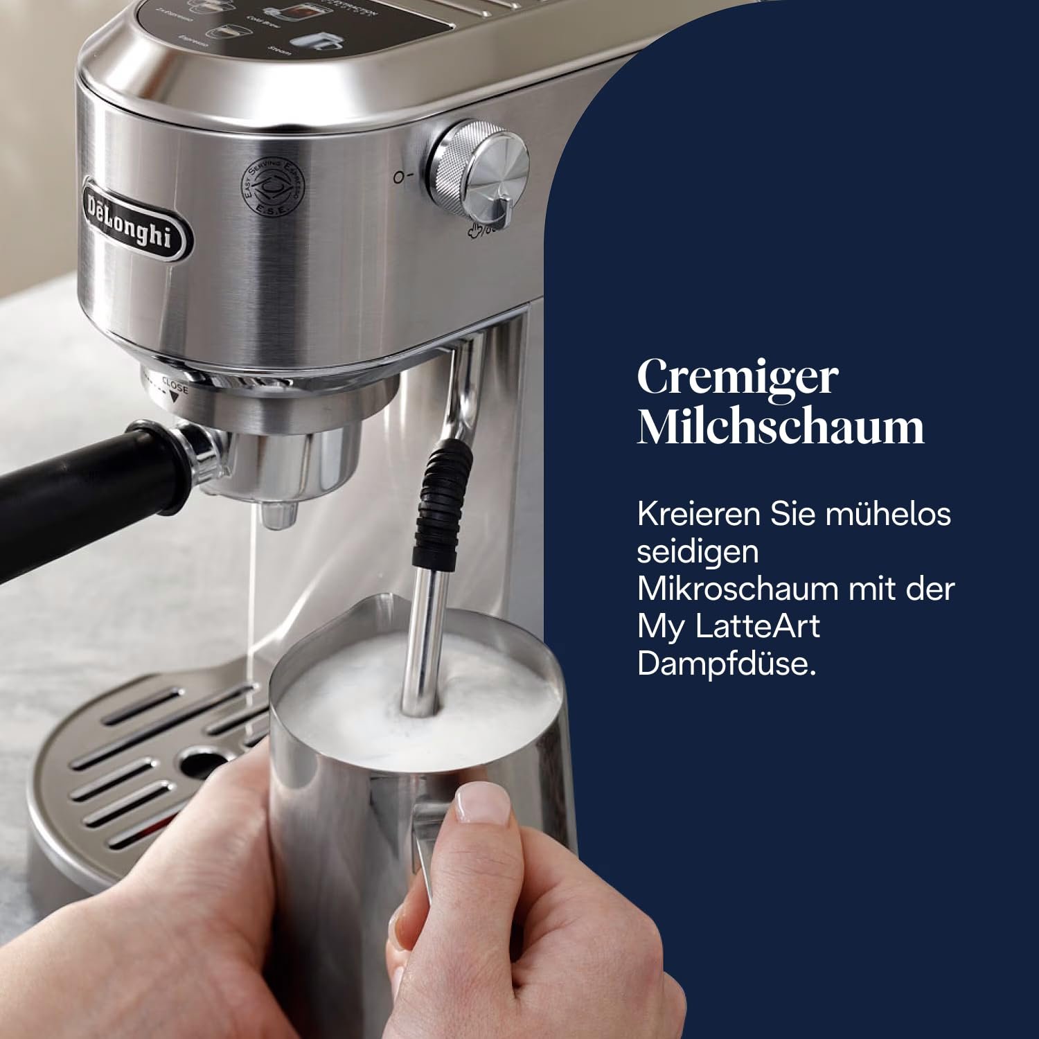 De'Longhi Dedica Style EC685.M Espresso Machine – Slim 15 cm Design, Milk Frother, 15-Bar Pressure, 1L Water Tank, Compatible with Ground Coffee & ESE Pods, Stainless Steel - Image 51