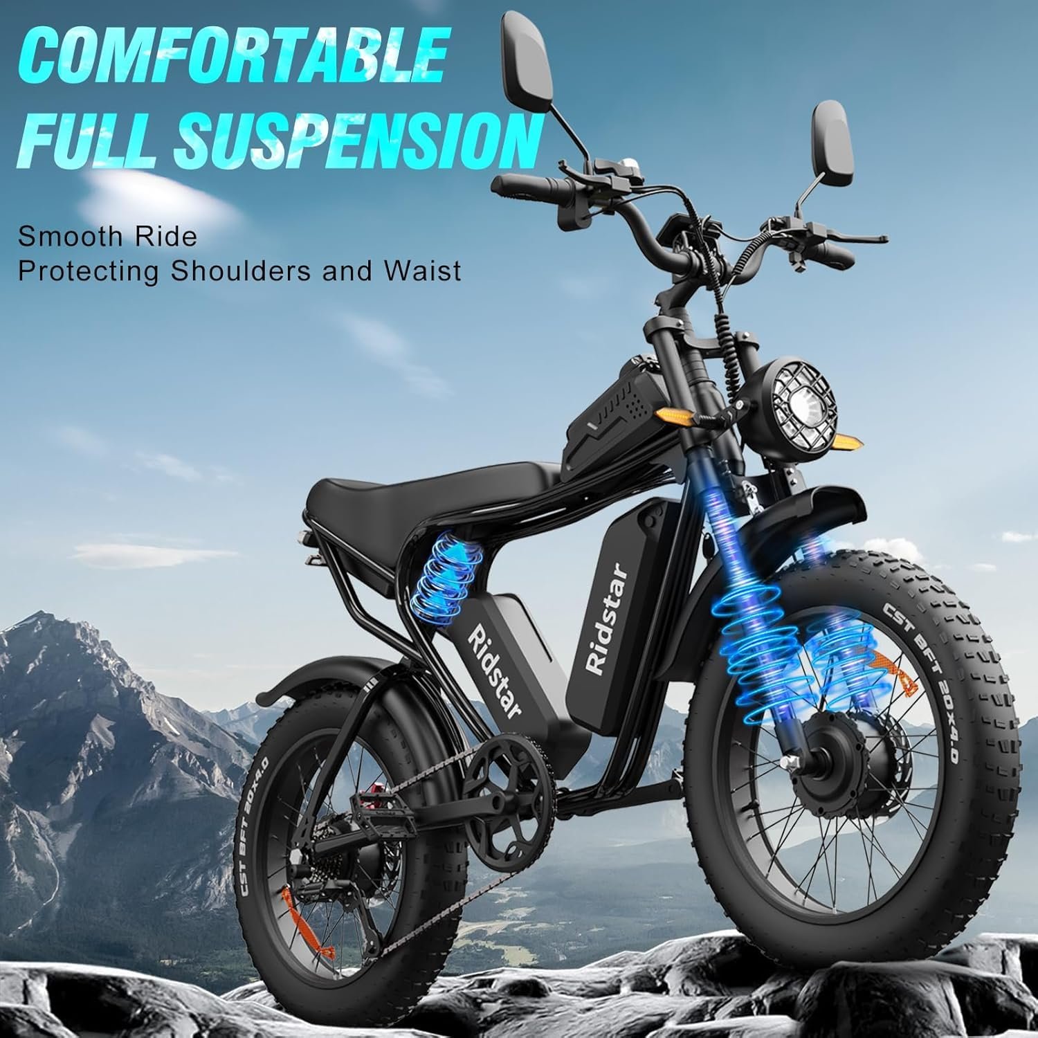 Ridstar Q20 20″ Fat-Tyre Electric Dirt Bike – Peak 1500 W motor, 48 V 15.6 Ah battery (30-75 mi range), 30 mph top-speed - Image 7