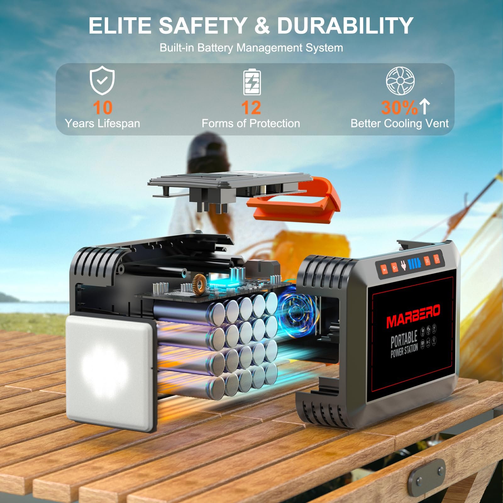 MARBERO M82 Portable Power Station – 88Wh/24000mAh Lithium Battery | 80W AC Output | Solar Rechargeable Backup Power Bank for Camping, Emergency, RV & Outdoor Use - Image 20