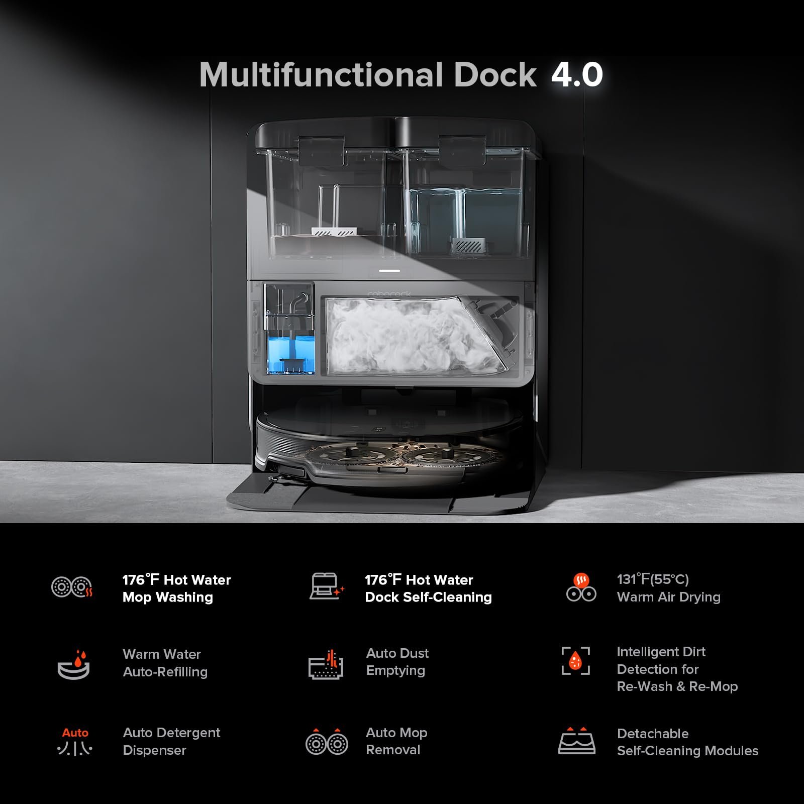 Roborock Saros 10R Robot Vacuum and Mop – Ultra-Slim 3.14”, Powerful Suction, Zero-Tangling, Self-Emptying, Smart Mapping, Hot Air Drying, Pet-Friendly – Black - Image 7