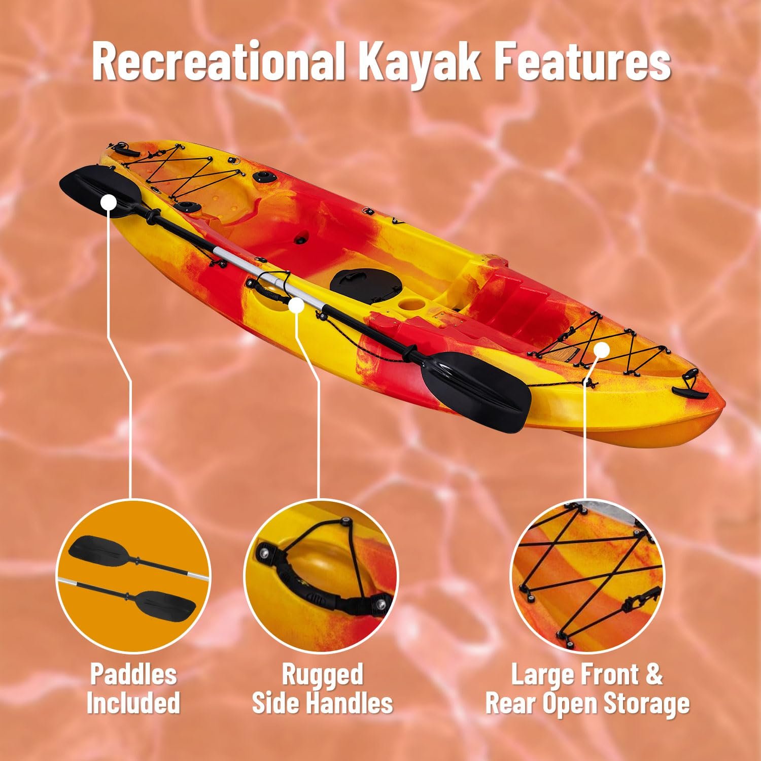 Garvee 12.4 ft Sit-On-Top Kayak – 2-Person HDPE Fishing Kayak, 661 lb Capacity with Accessories - Image 8