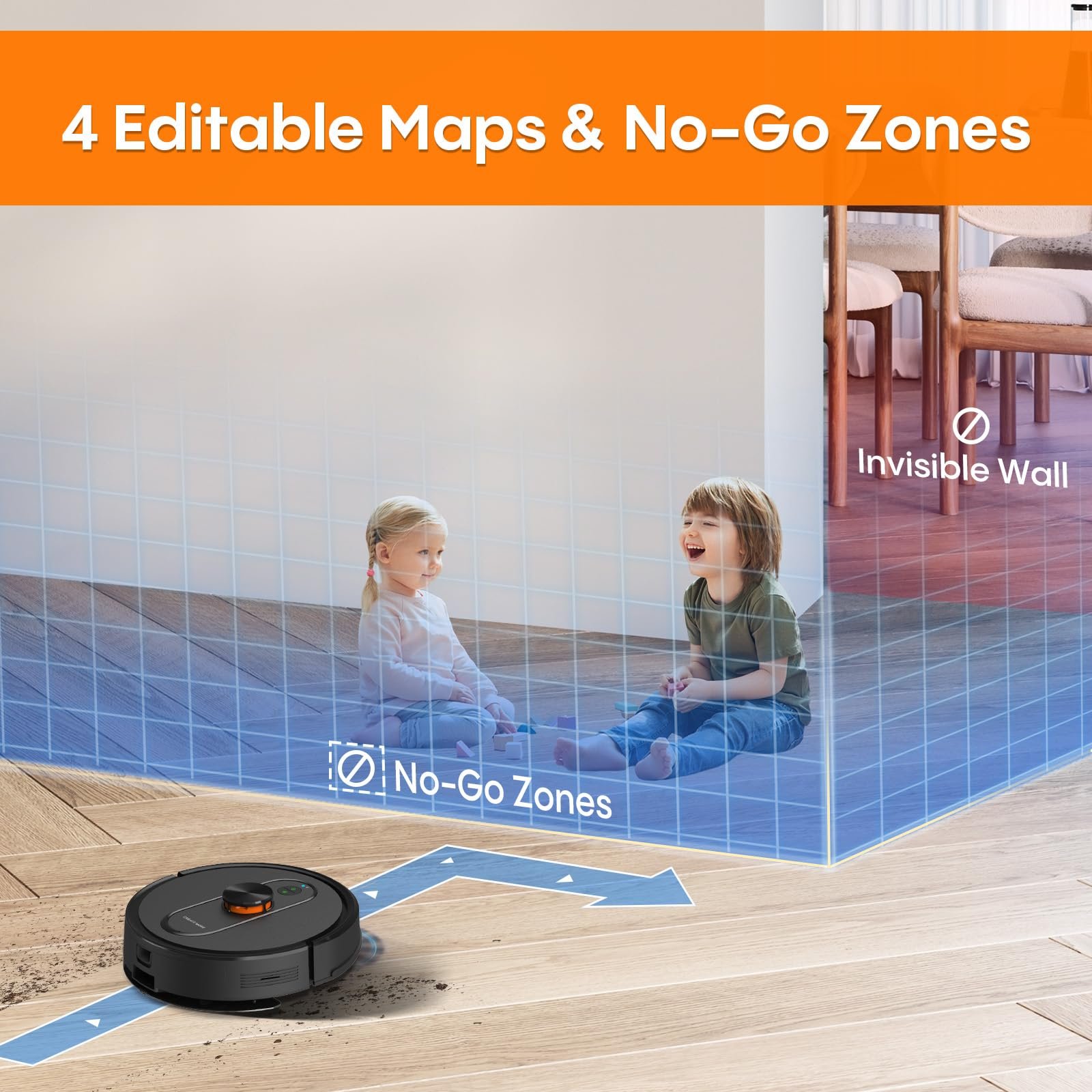 Eitton BL--20 Robot Vacuum and Mop Combo – 5000Pa Suction, LiDAR Navigation, No-Go Zones, Smart Mapping, App/Alexa Control, Self-Charging, Ideal for Pet Hair, Hard Floors & Carpet - Image 19