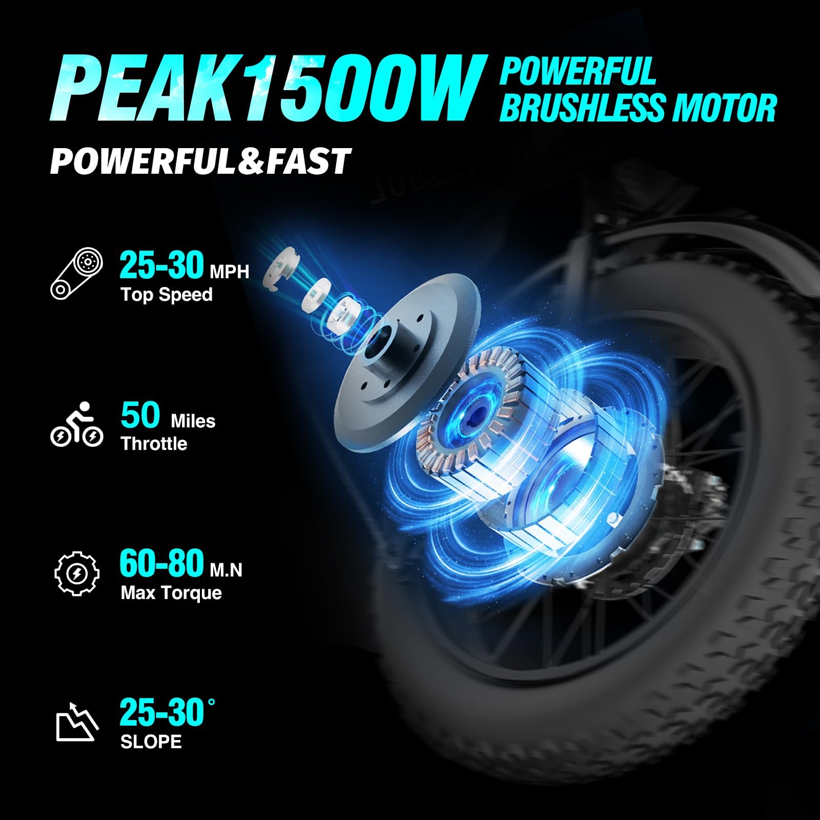 Ridstar Q20 20″ Fat-Tyre Electric Dirt Bike – Peak 1500 W motor, 48 V 15.6 Ah battery (30-75 mi range), 30 mph top-speed - Image 10