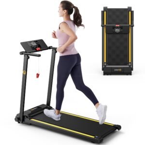 UREVO Under-Desk Walking Pad Treadmill – 0.6–6.2 MPH (1–10 km/h), 100 kg Capacity, Remote Control & LED Display, Foldable Compact Design