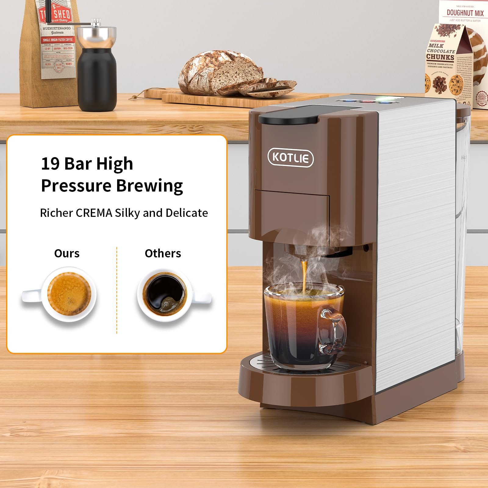 KOTLIE AC-513HF 5-in-1 19-Bar Multi-Capsule Espresso Machine – Compatible with Nespresso Original, Dolce Gusto, Lavazza Mio, L’OR, Ground & ESE Pods - Image 8