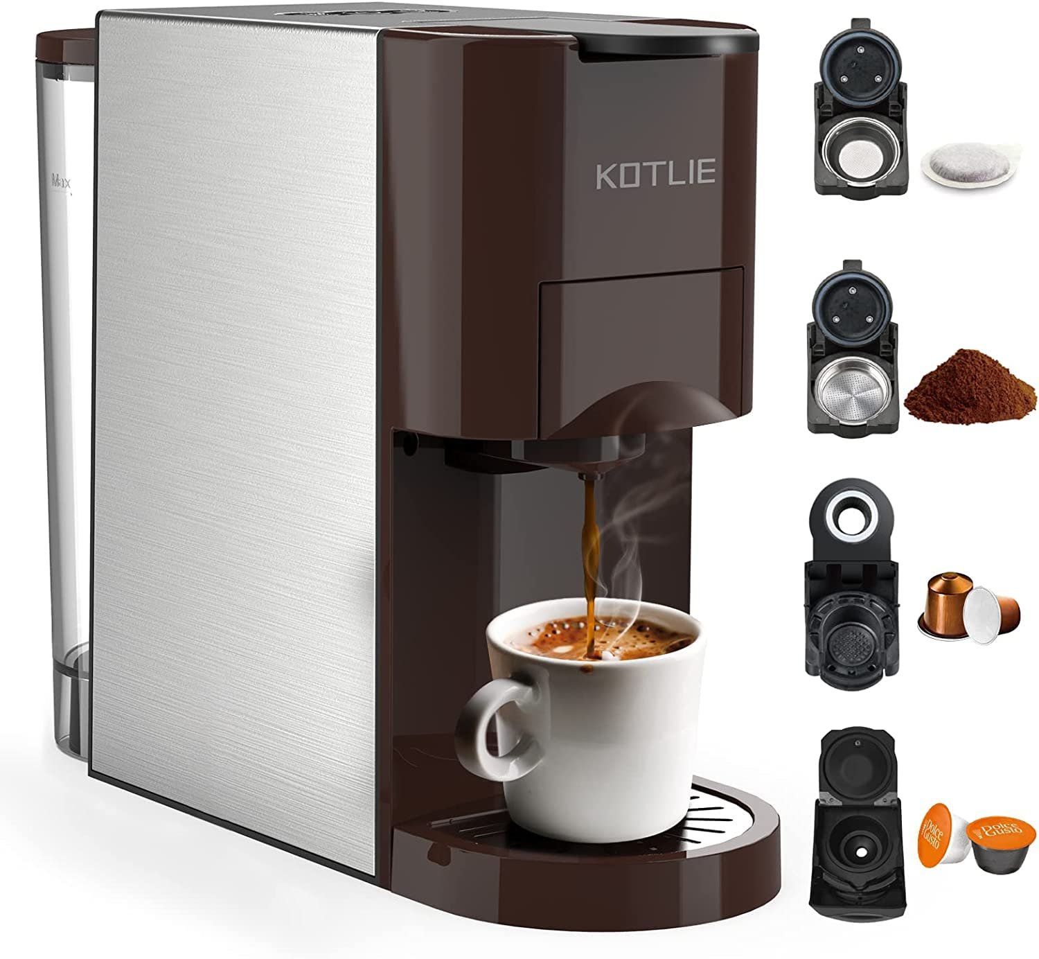 KOTLIE AC-513HF 5-in-1 19-Bar Multi-Capsule Espresso Machine – Compatible with Nespresso Original, Dolce Gusto, Lavazza Mio, L’OR, Ground & ESE Pods - Image 4