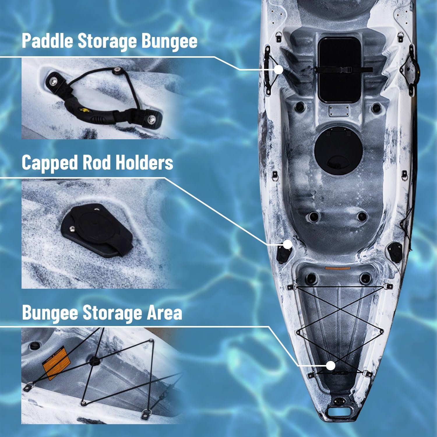 Garvee 12.4 ft Sit-On-Top Kayak – 2-Person HDPE Fishing Kayak, 661 lb Capacity with Accessories - Image 5