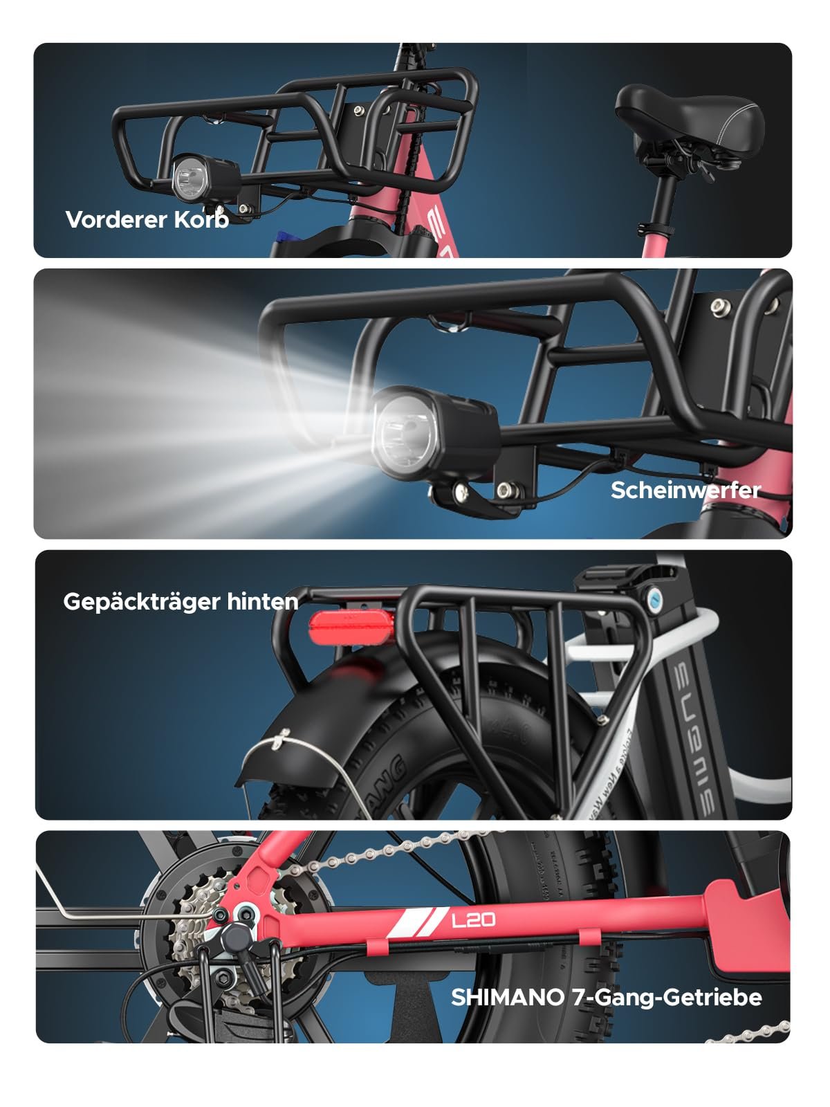 ENGWE L20 BOOST 20″ / 508 mm Fat-Tyre E-Bike – 250 W Motor, 48 V 13 Ah Battery, 75 Nm Torque, 150 km / 93 mi Range - Image 21