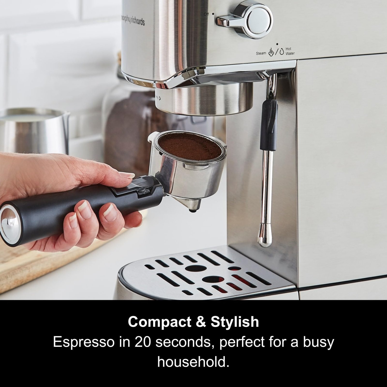 Morphy Richards Traditional Pump Espresso Machine & Automatic Milk Frother – 15 Bar Pressure - Image 5
