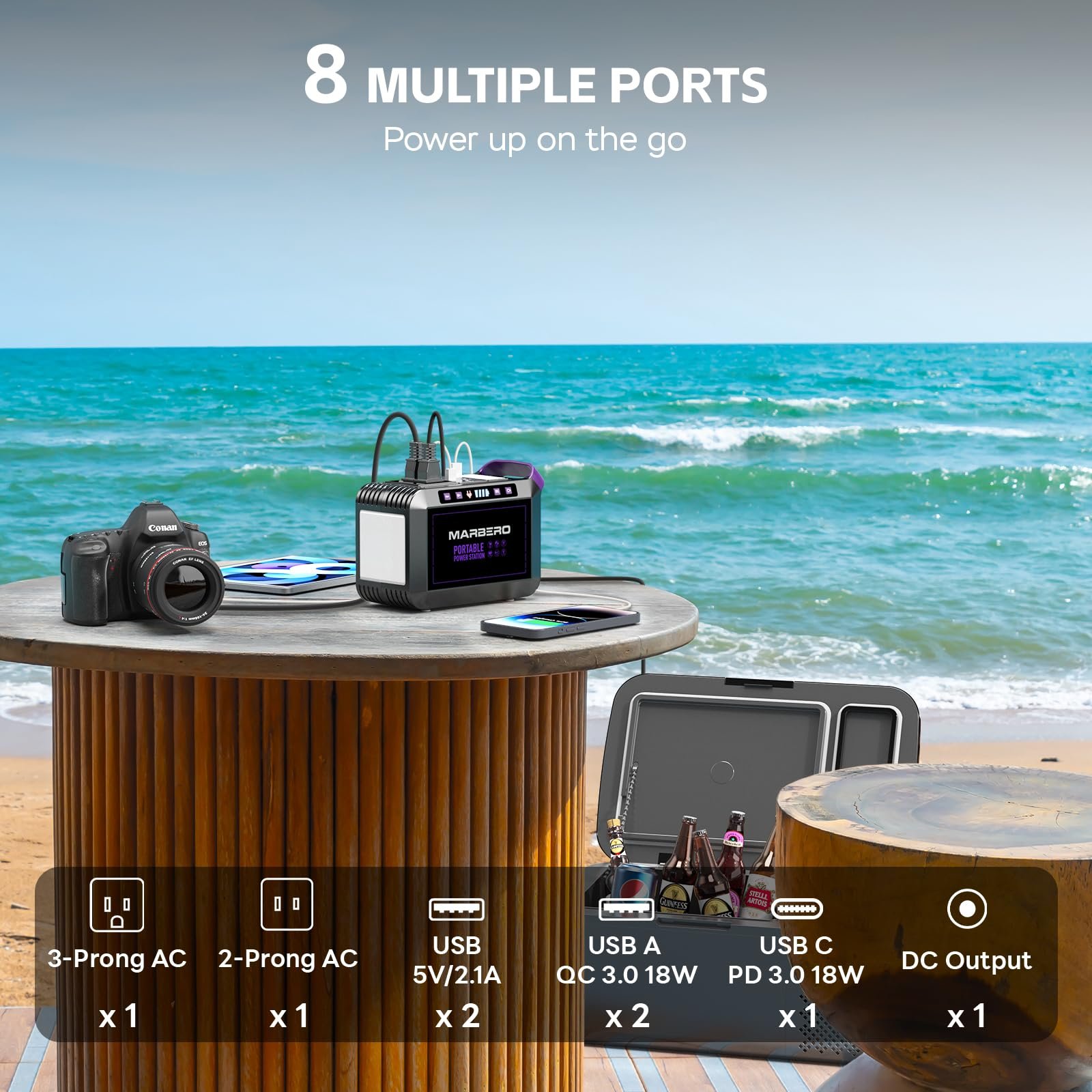 MARBERO M82 Portable Power Station – 88Wh/24000mAh Lithium Battery | 80W AC Output | Solar Rechargeable Backup Power Bank for Camping, Emergency, RV & Outdoor Use - Image 67