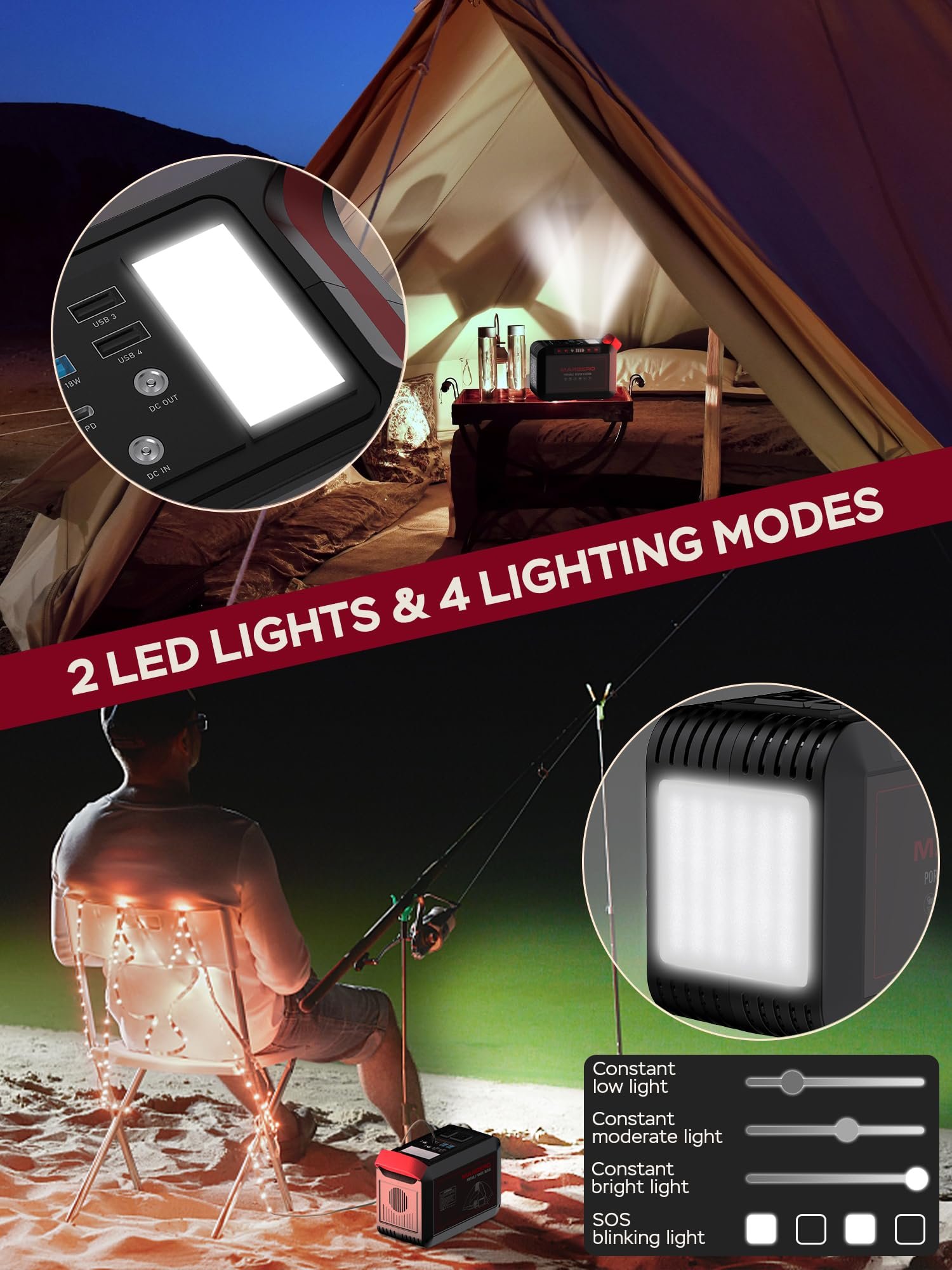 MARBERO M82 Portable Power Station – 88Wh/24000mAh Lithium Battery | 80W AC Output | Solar Rechargeable Backup Power Bank for Camping, Emergency, RV & Outdoor Use - Image 54