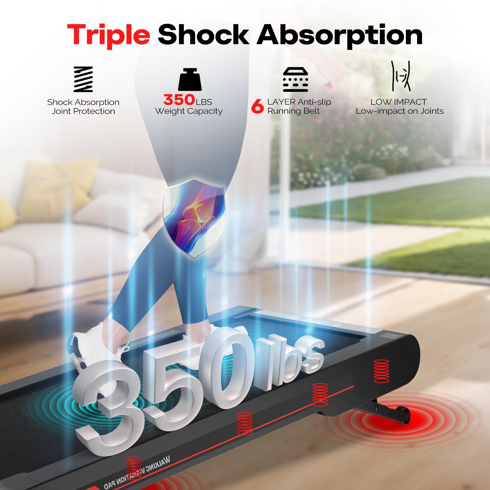 Sperax 3-in-1 Under-Desk Walking Pad – App & Remote-Controlled Vibration Treadmill, 2.5 HP Quiet Motor, 9% Auto-Incline (Red) - Image 28