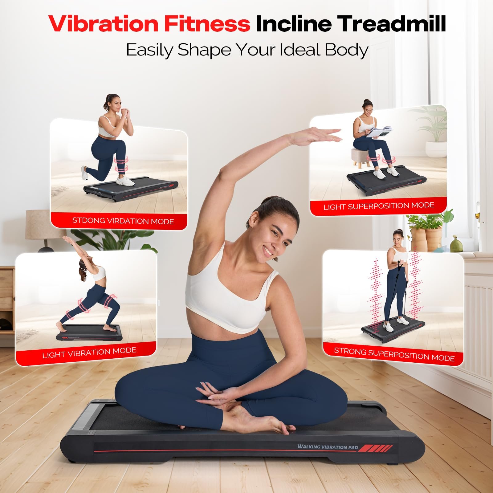 Sperax 3-in-1 Under-Desk Walking Pad – App & Remote-Controlled Vibration Treadmill, 2.5 HP Quiet Motor, 9% Auto-Incline (Red) - Image 29