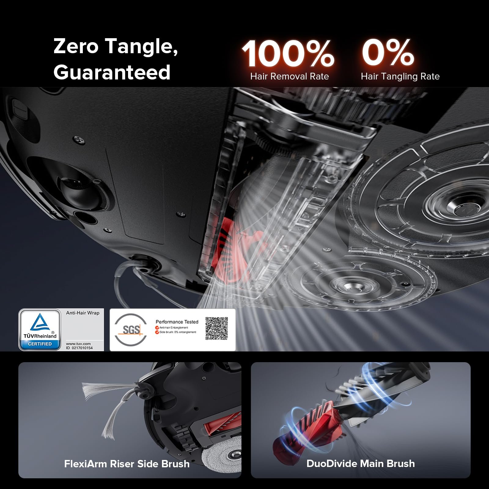 Roborock Saros 10R Robot Vacuum and Mop – Ultra-Slim 3.14”, Powerful Suction, Zero-Tangling, Self-Emptying, Smart Mapping, Hot Air Drying, Pet-Friendly – Black - Image 4