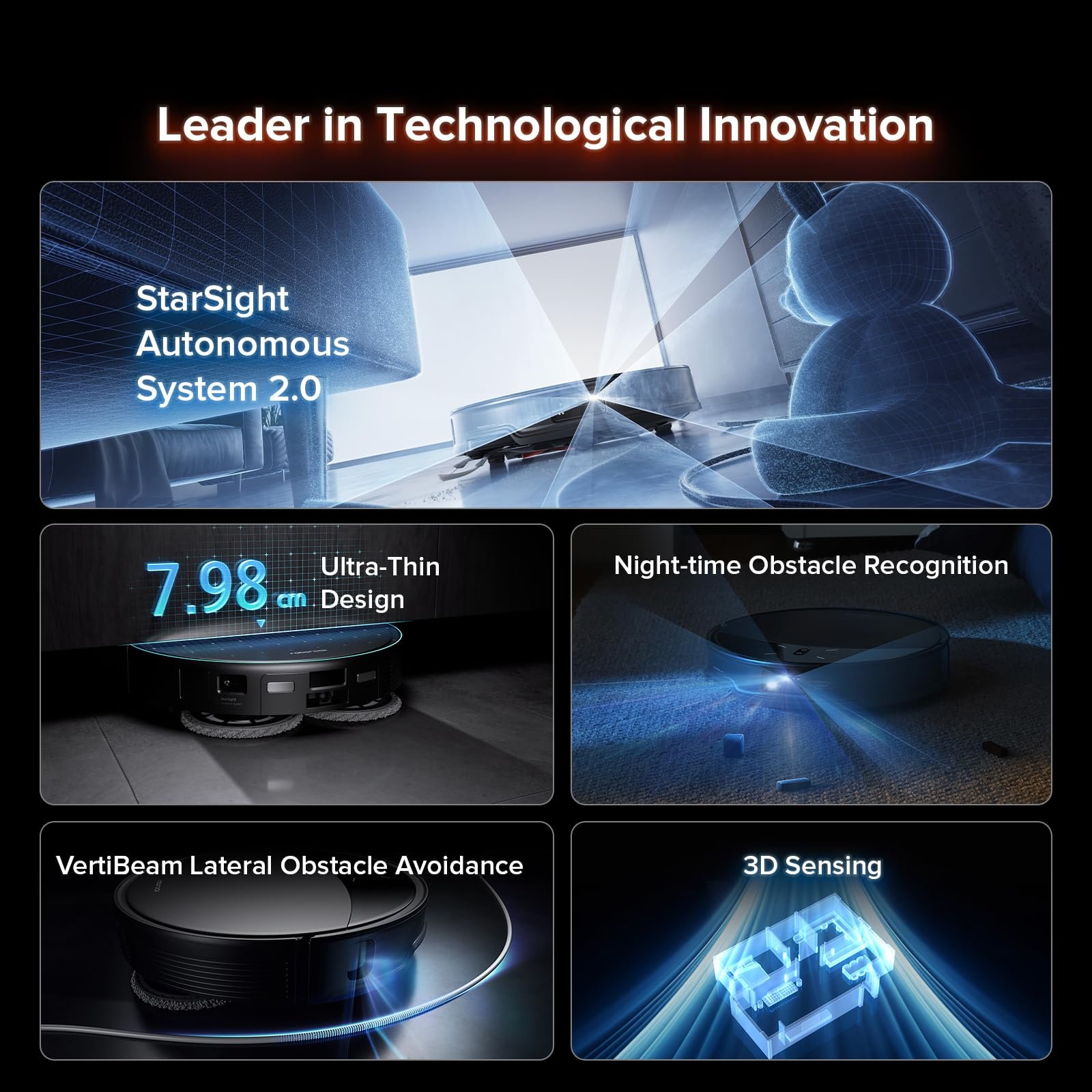 Roborock Saros 10R Robot Vacuum and Mop – Ultra-Slim 3.14”, Powerful Suction, Zero-Tangling, Self-Emptying, Smart Mapping, Hot Air Drying, Pet-Friendly – Black - Image 2