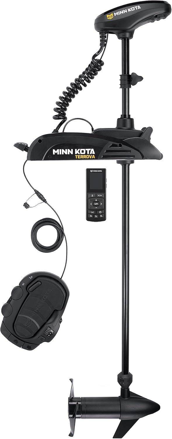 Minn Kota 1358355 Terrova 55 lb Thrust Bow-Mount Trolling Motor with Spot-Lock®, Dual Spectrum CHIRP Sonar, Wireless Remote, 45″ Shaft