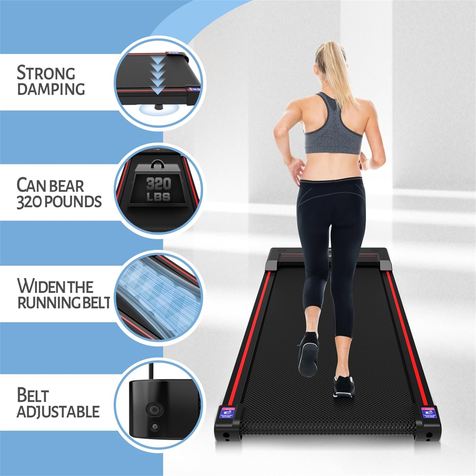 Sperax 3-in-1 Under-Desk Walking Pad – App & Remote-Controlled Vibration Treadmill, 2.5 HP Quiet Motor, 9% Auto-Incline (Red) - Image 18