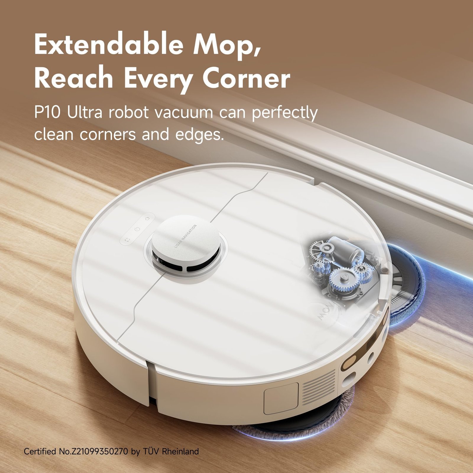 MOVA P10 Pro Ultra Robot Vacuum & Mop Combo | 13,000Pa Suction, 149℉ Mop Washing, Dual Spinning Mop, Auto Empty, App Control - Image 5