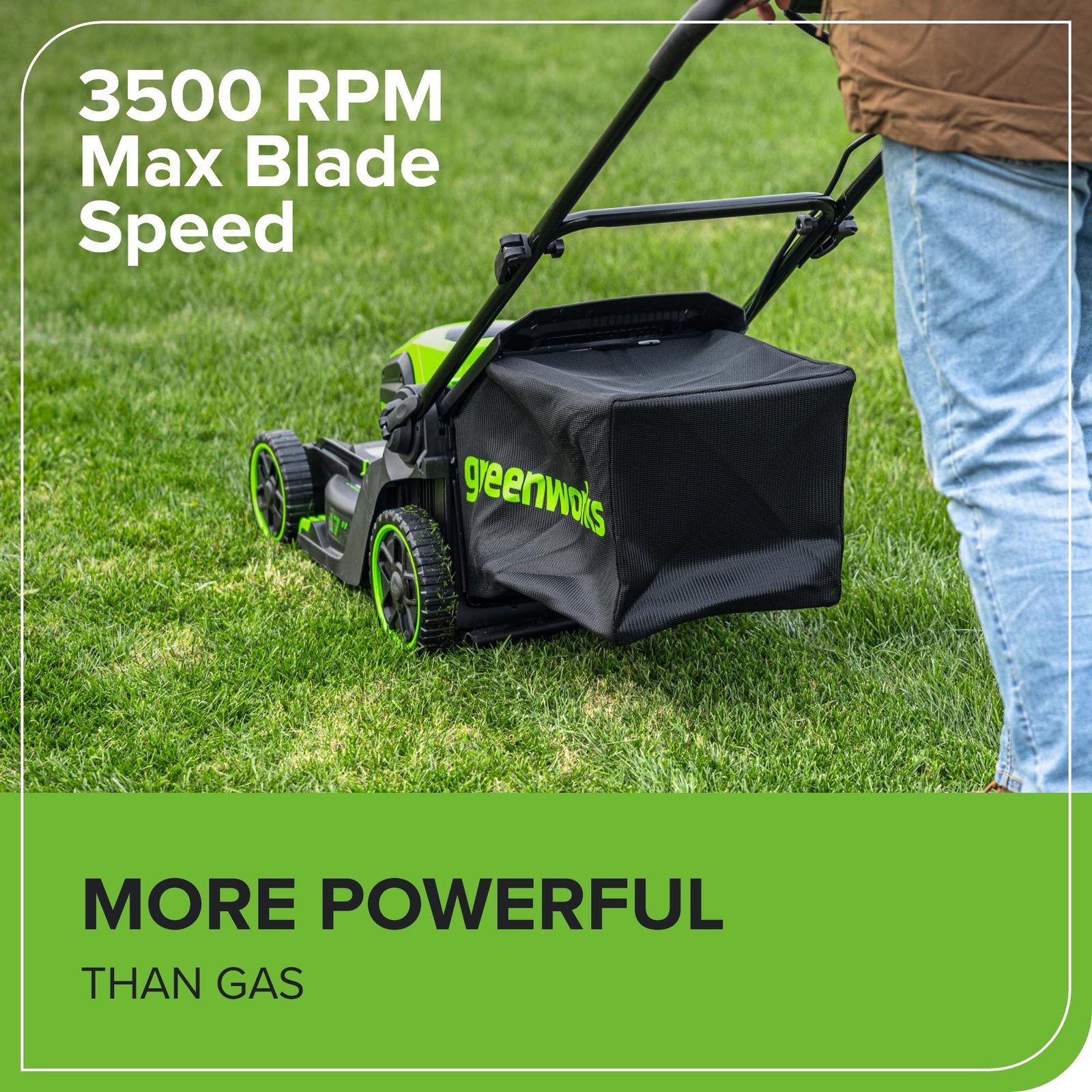 Greenworks 60V Brushless Cordless Push Lawn Mower – 17″ (43 cm) Deck, 4.0 Ah Battery & 3 A Rapid Charger, 40 Min Runtime - Image 45