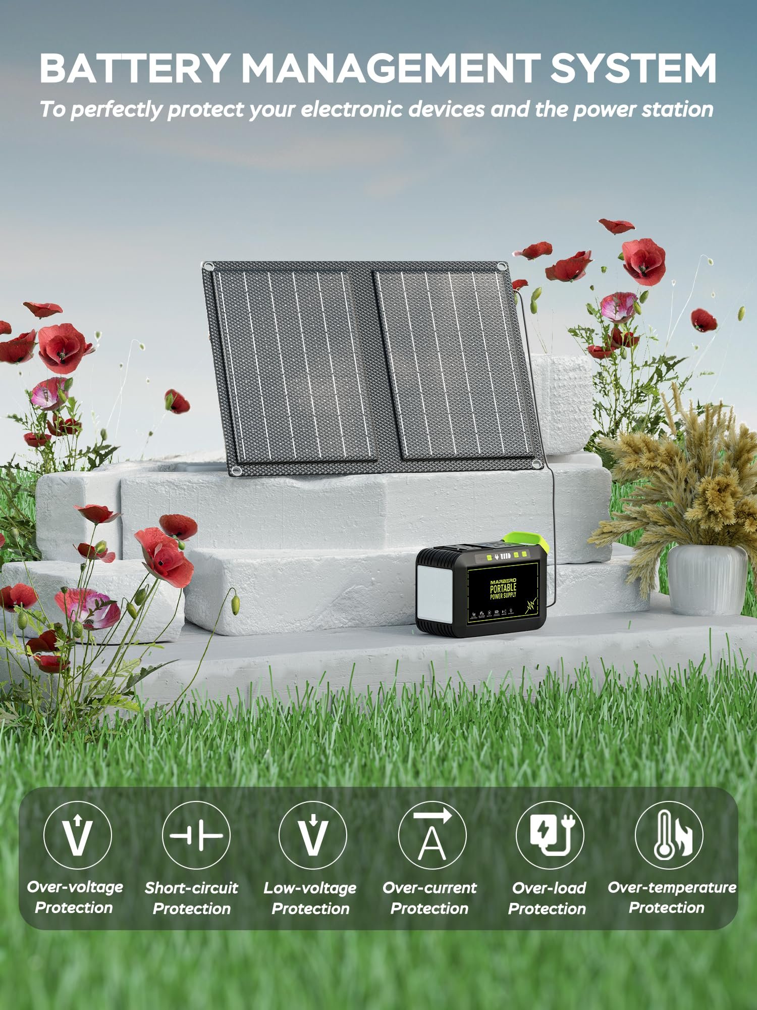 MARBERO M82 Portable Power Station – 88Wh/24000mAh Lithium Battery | 80W AC Output | Solar Rechargeable Backup Power Bank for Camping, Emergency, RV & Outdoor Use - Image 42