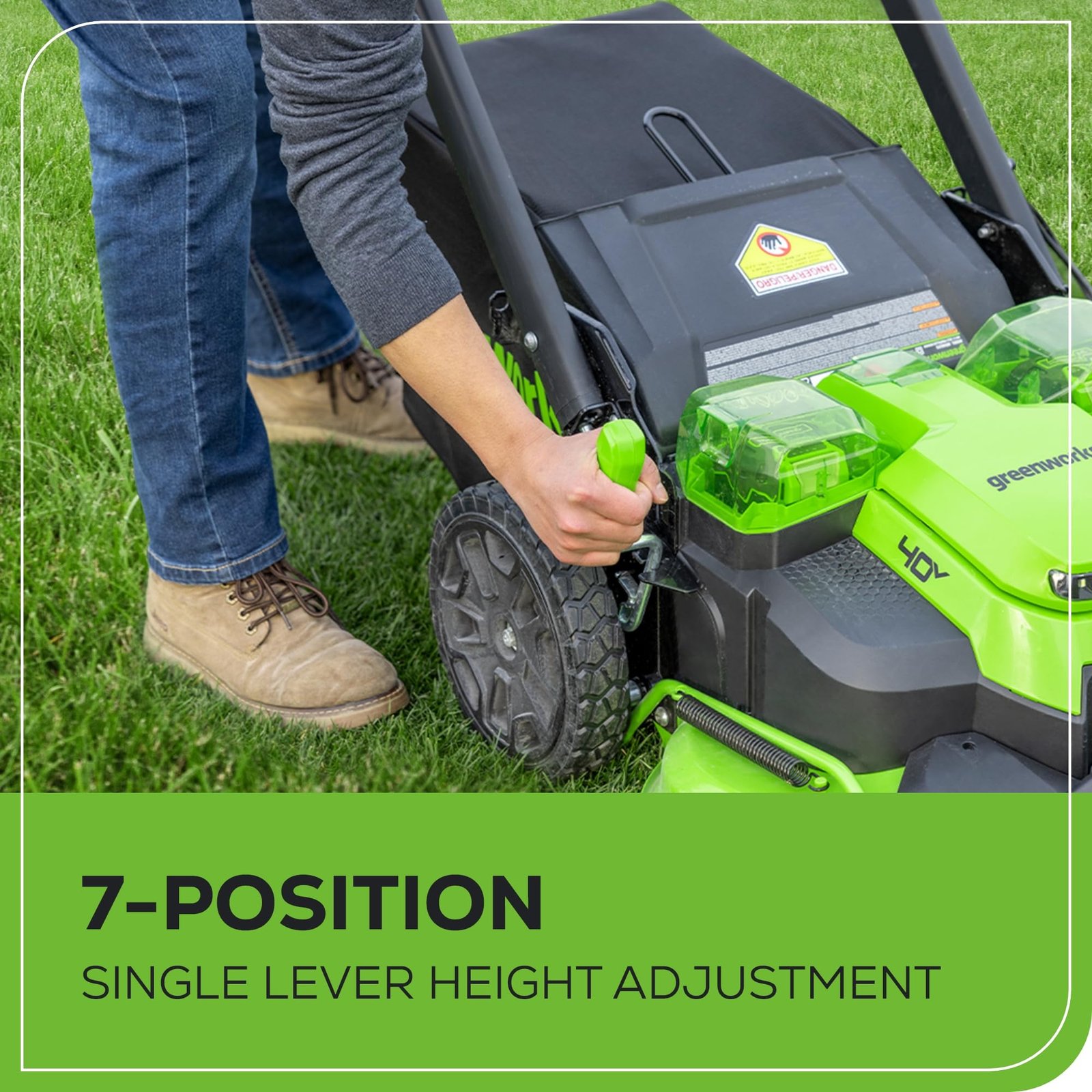 Greenworks 40V Cordless Electric Lawn Mower – 16″ (40.6 cm) Deck, 4.0 Ah Battery, 45 Min Runtime - Image 36