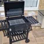 CosmoGrill Outdoor XL Charcoal Smoker BBQ Grill – Adjustable Charcoal Pan, Built-in Thermometer, 2 Side Tables, Chimney & Wheels – Portable Garden Barbecue Smoker photo review