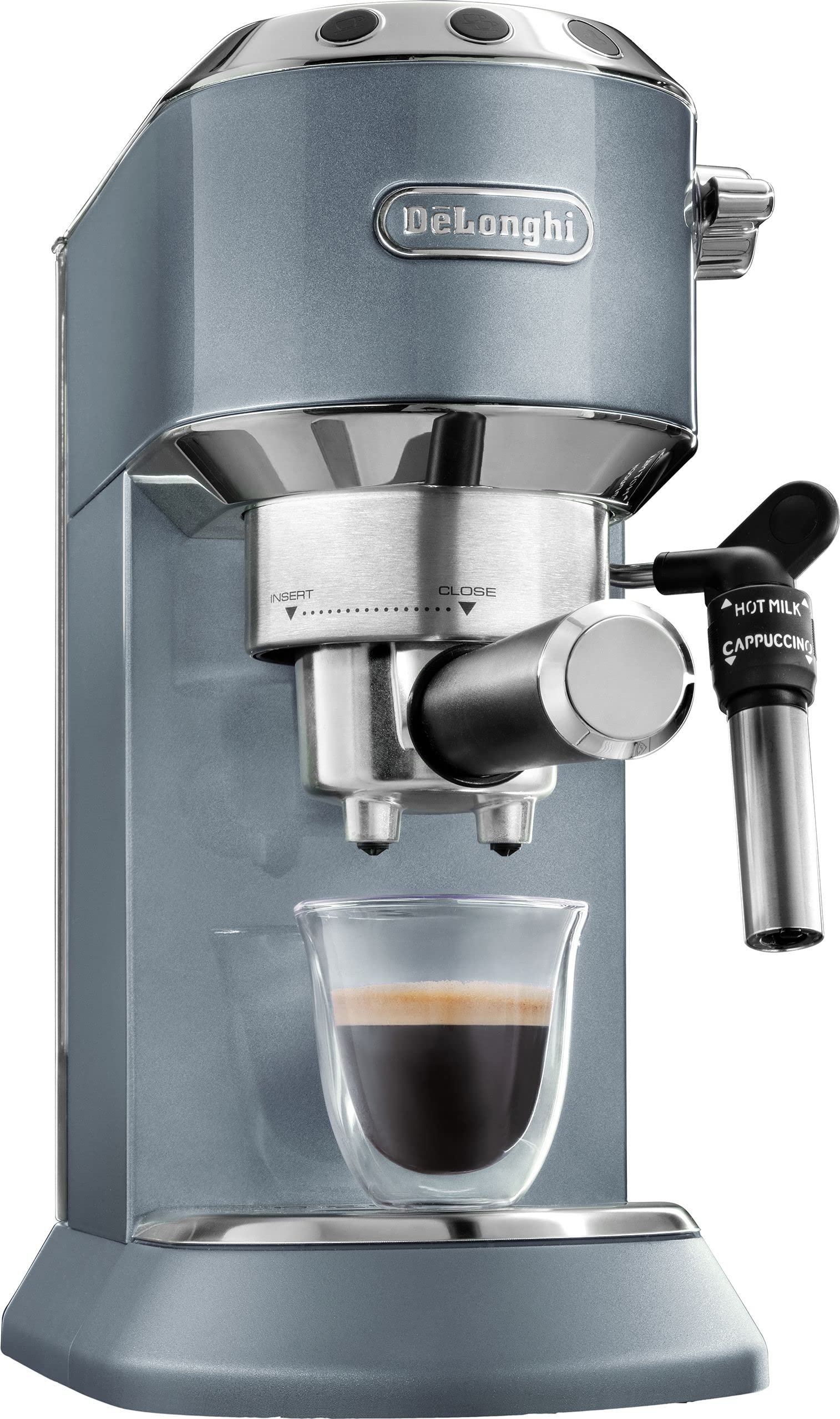 De’Longhi Dedica Style EC685M – 15-Bar Pump Espresso & Cappuccino Machine with Adjustable Cappuccino System, Slim 15 cm Silver Design