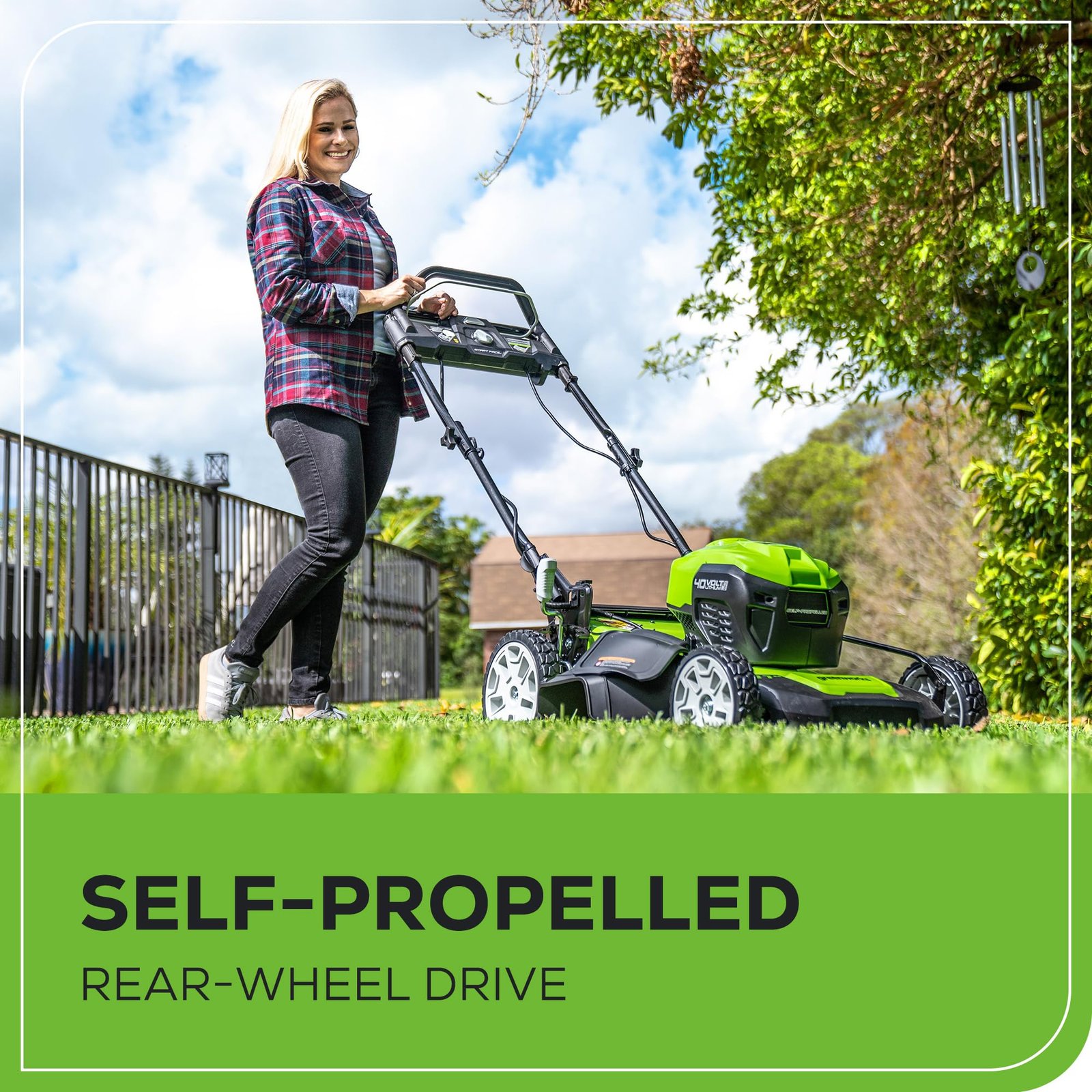 Greenworks 40V Cordless Electric Lawn Mower – 16″ (40.6 cm) Deck, 4.0 Ah Battery, 45 Min Runtime - Image 24