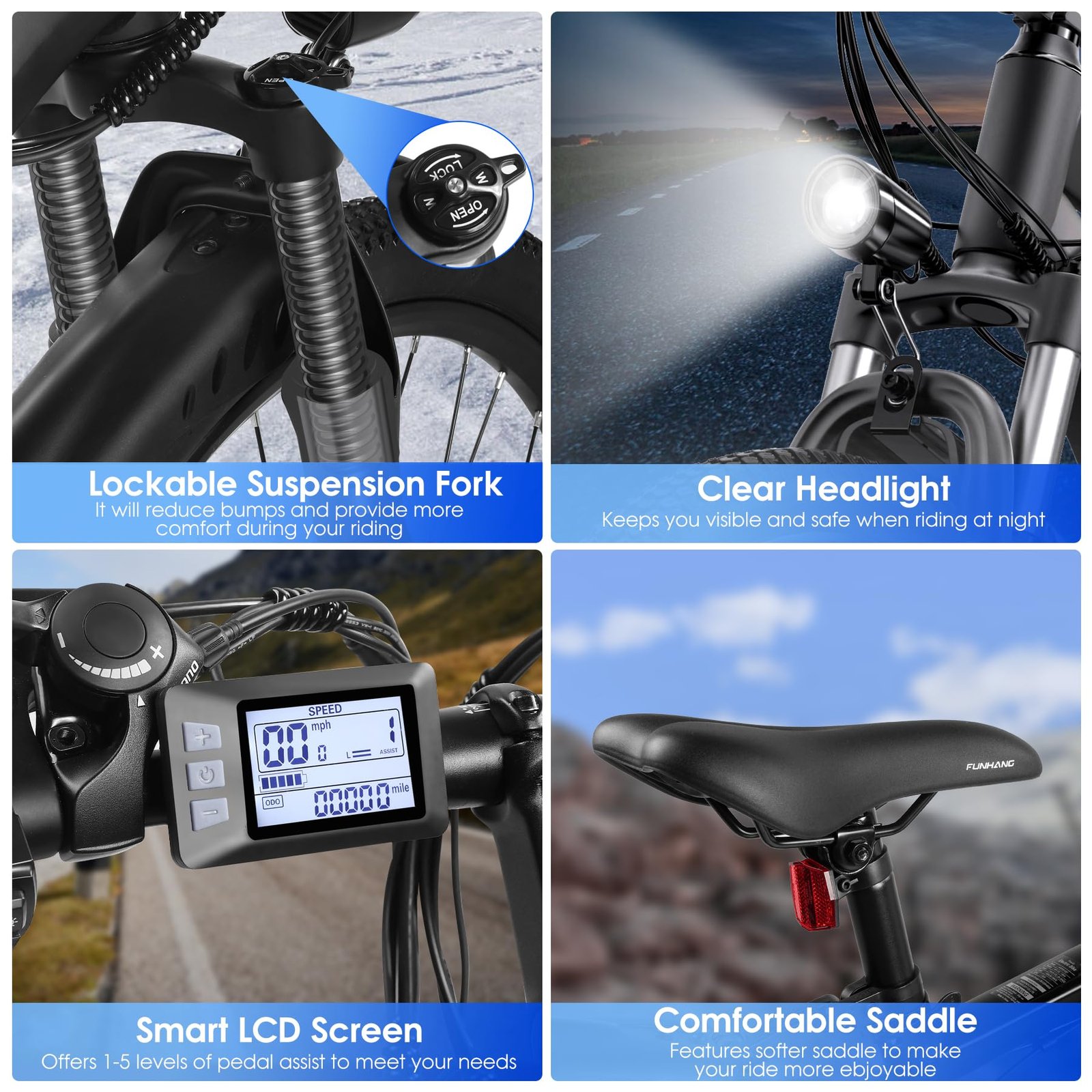 Funhang EB-M1 26″ Electric Mountain Bike – 500 W (1 000 W peak) motor, 48 V 374 Wh removable battery, 35 km h⁻¹ top-speed, up to 80 km range - Image 13