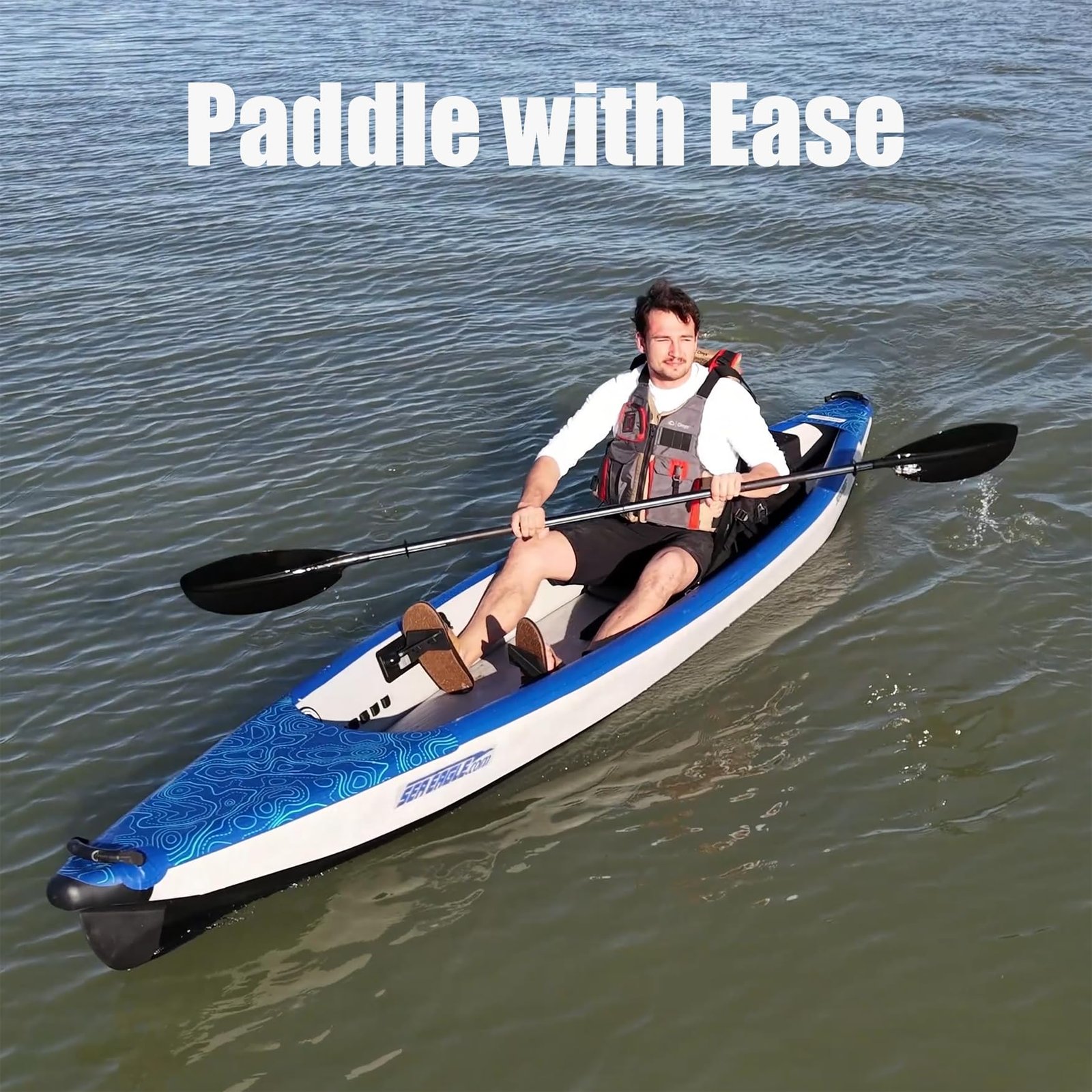 Sea Eagle RazorLite 393RL Inflatable Kayak – Ultra-Light Drop-Stitch Touring Kayak (Solo/Tandem) with FlexBrace2 Footrests, Tall Back Seat, Paddle, Pump & Backpack - Image 13