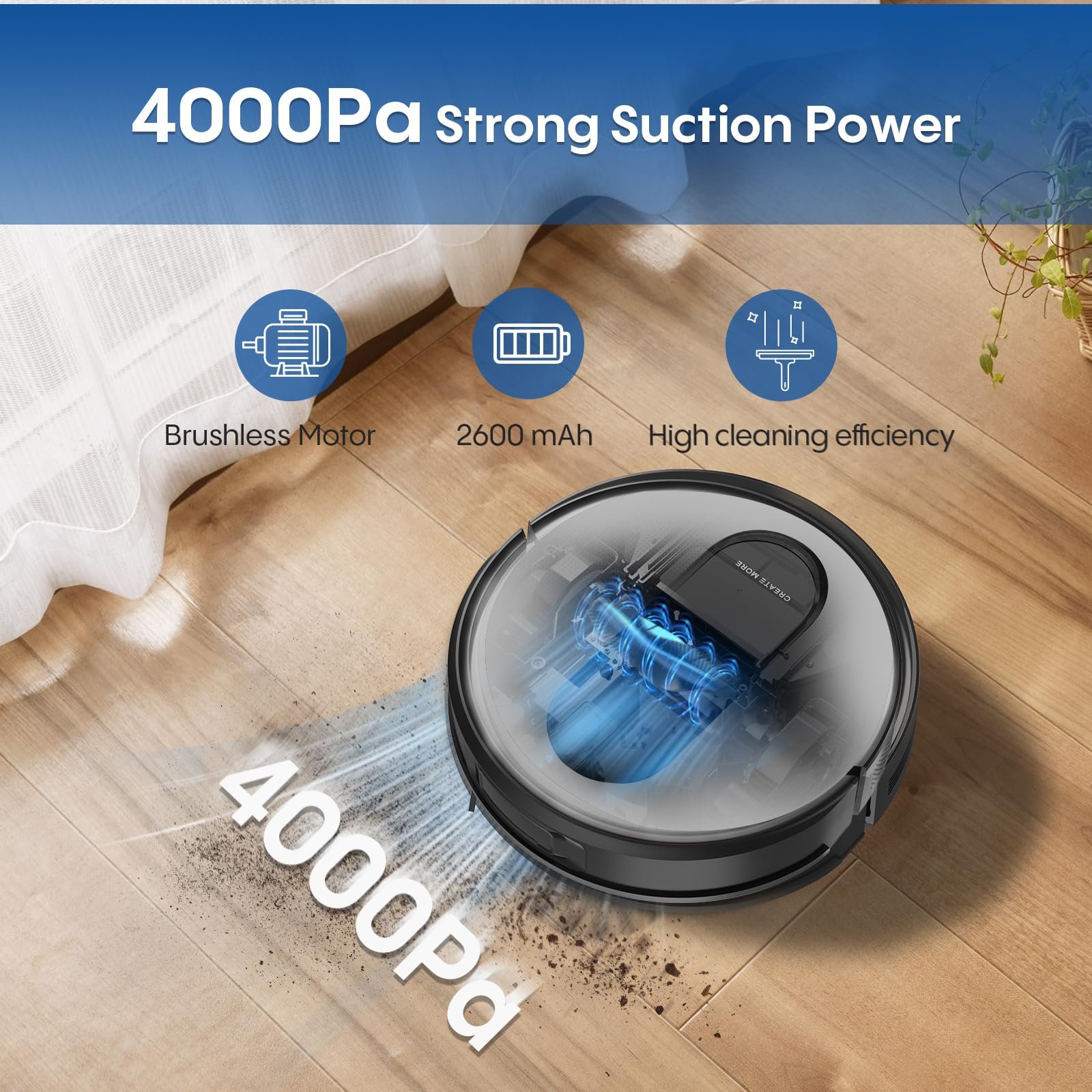 Eitton BL--20 Robot Vacuum and Mop Combo – 5000Pa Suction, LiDAR Navigation, No-Go Zones, Smart Mapping, App/Alexa Control, Self-Charging, Ideal for Pet Hair, Hard Floors & Carpet - Image 11