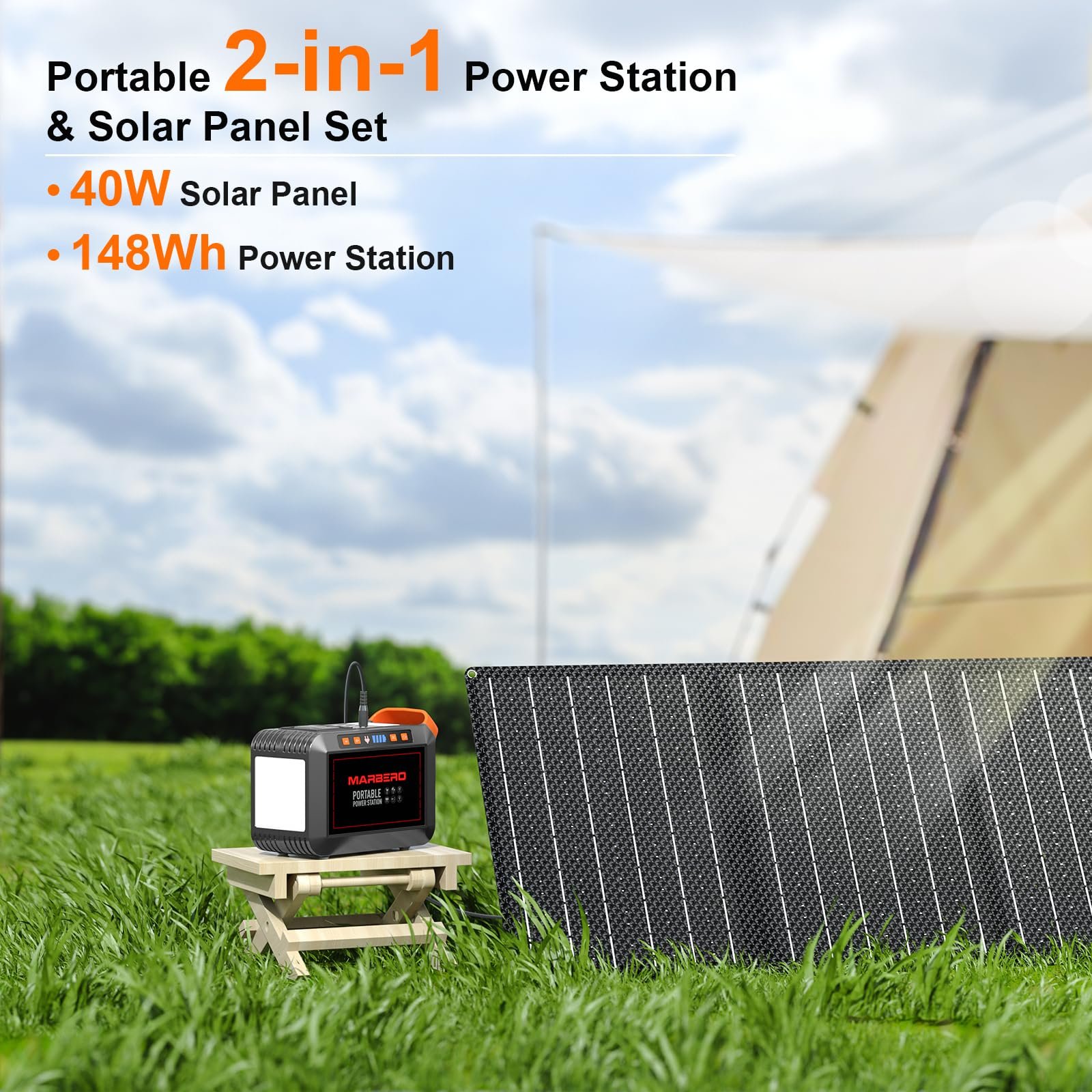 MARBERO M82 Portable Power Station – 88Wh/24000mAh Lithium Battery | 80W AC Output | Solar Rechargeable Backup Power Bank for Camping, Emergency, RV & Outdoor Use - Image 21